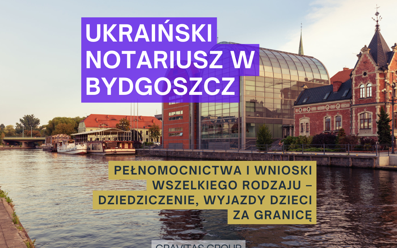 Gravitas Group oferuje usługi rosyjskojęzycznego notariusza w Bydgoszczy. Jeśli potrzebujesz ukraińskiego notariusza, nie wahaj się skontaktować z nami! W tym artykule przeanalizujemy status notariuszy, ich uprawnienia i kompetencje. Szczegółowo omówimy, w jakich przypadkach potrzebujesz notariusza i jakie dokumenty należy złożyć u notariusza.